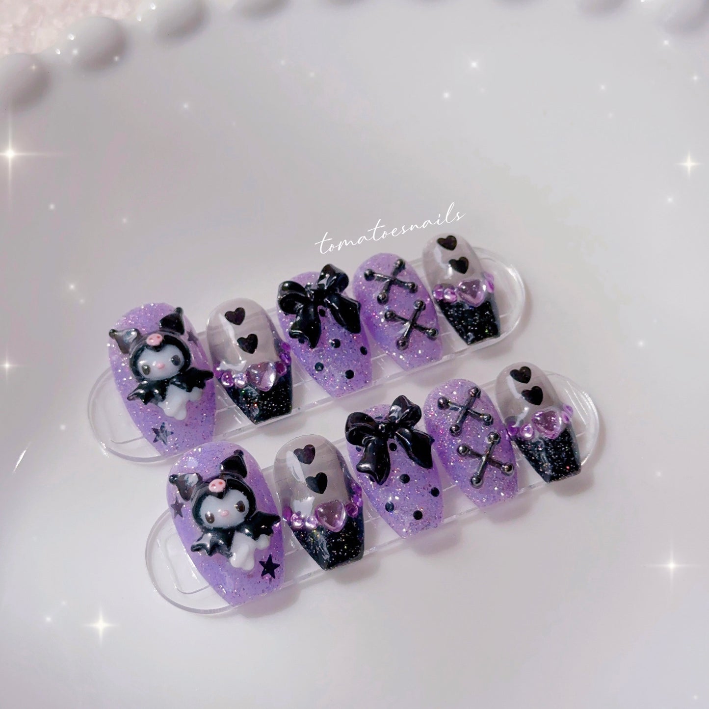 Purple Black Glittery Bunny
