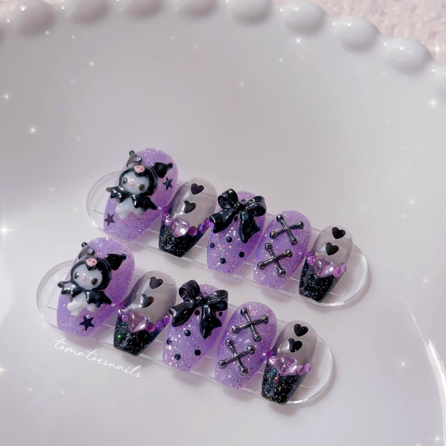 Purple Black Glittery Bunny